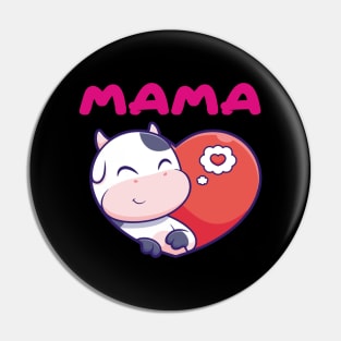 cute cow love heart Mama Pin