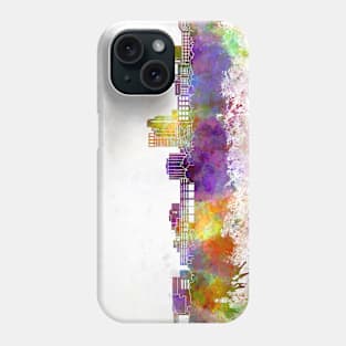 Bridgeport skyline in watercolor background Phone Case