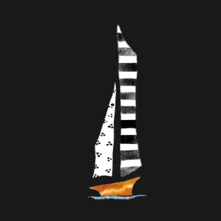 Sailing Boat BW- Full Size Image T-Shirt