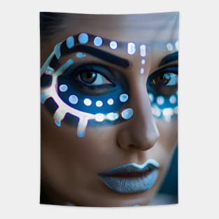 Enhanced Cyberpunk Woman Tapestry
