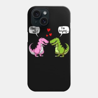 Cute T-Rex Dinosaur Hug Me Couple Phone Case