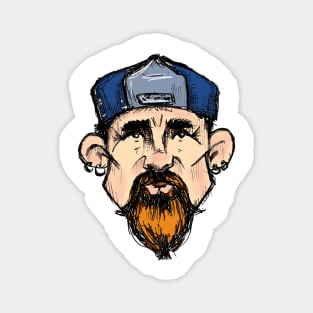 bearded redhead man in cap with earrings Magnet