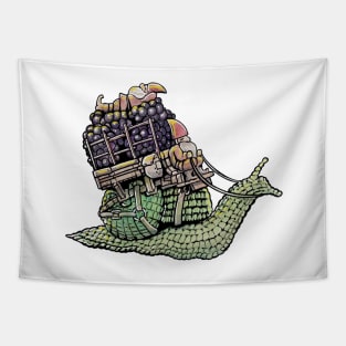 Gnome Snail Wagon Tapestry