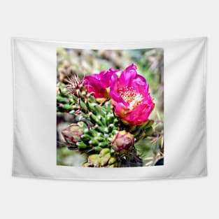 Fuscia Pink Cactus Flower Bloom Tapestry