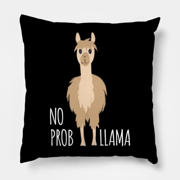 Dramabite No prob-llama funny and cute llama alpaca illustration Pillow by dramabite