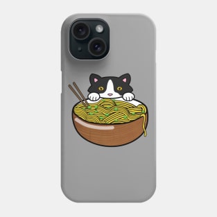 Cute cat eating ramen noodles Phone Case