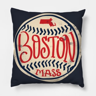 Boston Mass Hand Drawn Script Pillow