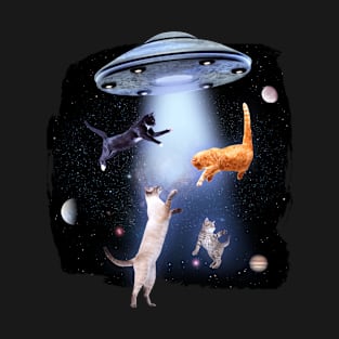 Alien UFO Funny Cat V T-Shirt