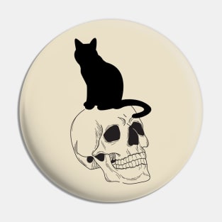 cat and skull Pin