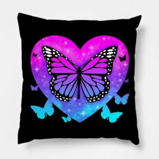 Butterfly Heart Sky Stars Pillow