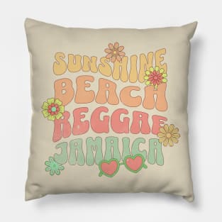 Sunshine Beach Reggae Jamaica Vacation Pillow