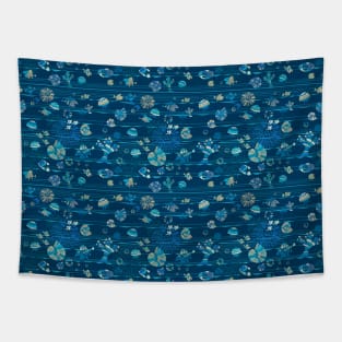 Blue Marine Pattern Tapestry