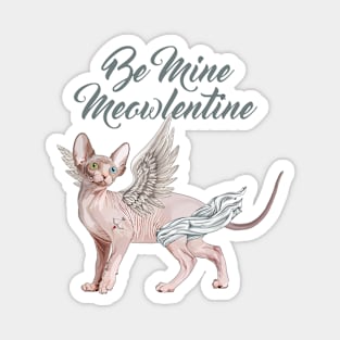Be Mine Meowlentine, Valentines Day Sphynx Cat Cupid Magnet