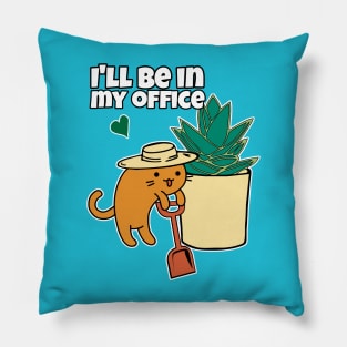 Agave succulent and cartoon Cat gardener ill be in my office Pillow