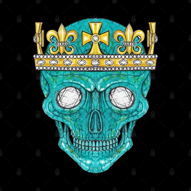 Skull head design diamond and turquoise of the king. by Jiewsurreal