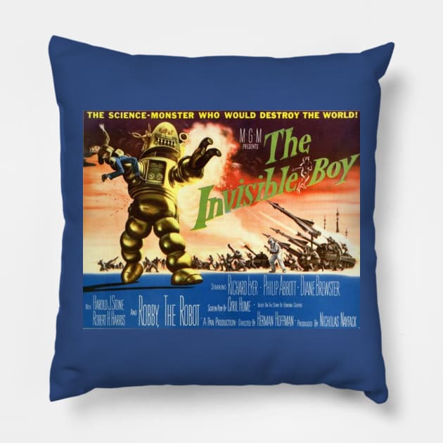 Classic Science Fiction Movie Poster - The Invisible Boy Pillow by Starbase79