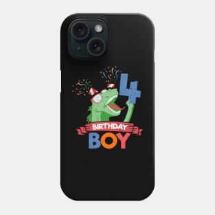 4th Birthday Boy Dinosaur Phone Case