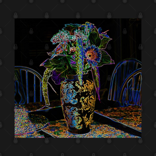 Black Panther Art - Flower Bouquet with Glowing Edges 2 by The Black Panther