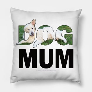 DOG MUM - white golden retriever oil painting word art Pillow