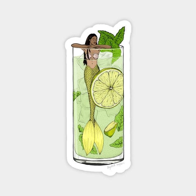 Mojito Mermaid Magnet by Elizabeth Weglein Art