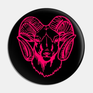 Mascot Head of a Ram (Drawing - Illustration) Razzmatazz Pin