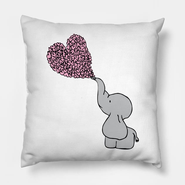 Baby Girl Elephant Love Pillow by russodesign