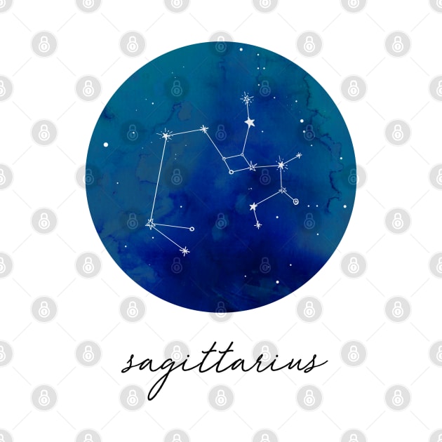 Sagittarius Watercolor Zodiac Constellation by aterkaderk