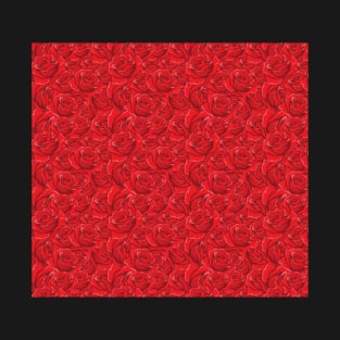 Roses on Red Pattern T-Shirt