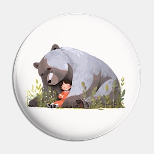 Adorable Grizzly Bear Animal Loving Cuddle Embrace Children Kid Tenderness Pin