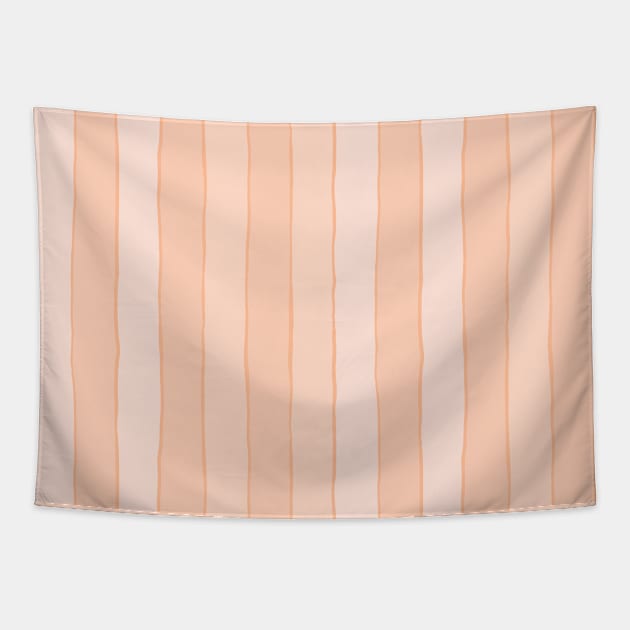 Vertical peach stripes Tapestry by marufemia