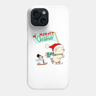 Merry Christmas! Polar bear and Snowman Phone Case