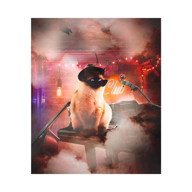 Siamese Cat Playing Piano by Random Galaxy