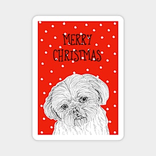 Shih Tzu Dog Christmas Greeting Magnet