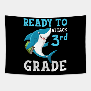 Kids Shark Ready To Attack Third Grade First Day of School Tapestry