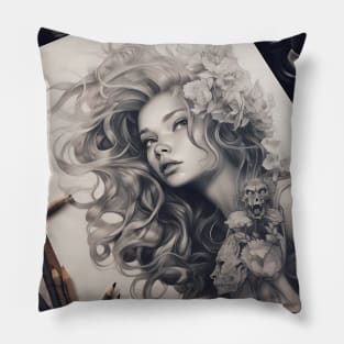 The Reflection of Feminine Essence: Portrait of a Woman in Harmony Pillow