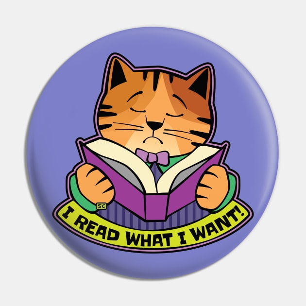 I Read What I Want Cat Pin by Sue Cervenka