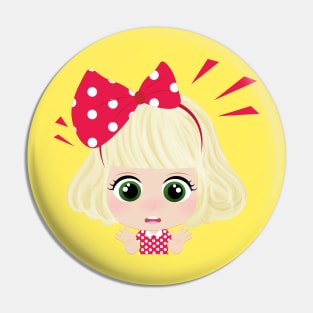 Cute Little Girl With Red Bow Pin