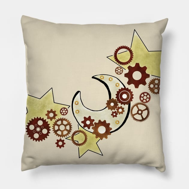 Steampunk Crescent Moon Pillow by SuspendedDreams