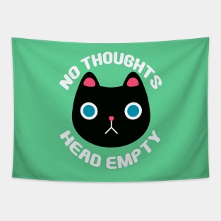 No Thoughts, Head Empty Black Cat Round Tapestry