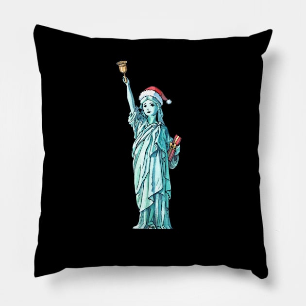 Santa Lady Liberty Pillow by AquarellChill