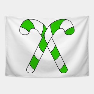 GREEN Striped Christmas Candy Cane Tapestry