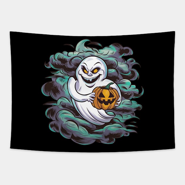 Scary Ghost Halloween Tapestry by Dylante