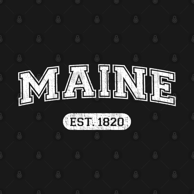 Classic College-Style Maine 1820 Distressed University Design by Webdango