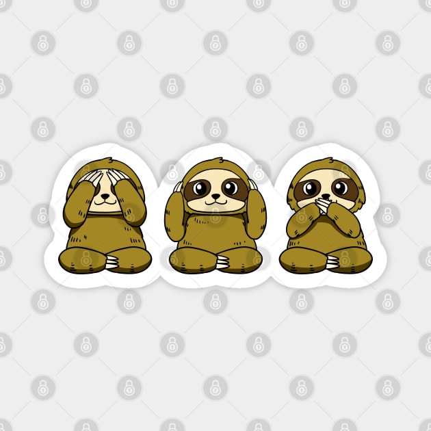 See, Hear, Say No Evil Sloths Magnet by WildSloths