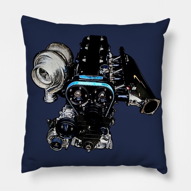 2JZ VVTi SINGLE TURBO ENGINE Pillow by iConicMachines