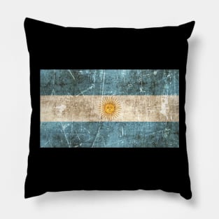 Vintage Aged and Scratched Argentinian Flag Pillow