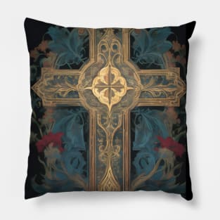 Gold Filigree Cross Pillow