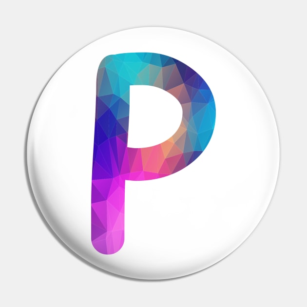 Letter P Capital Alphabet P Colorful Art Gift Pin by Shariss