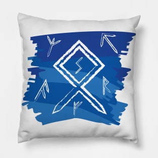 Night Sky Blue Paint Runes Norse Mythology Asatru Pillow