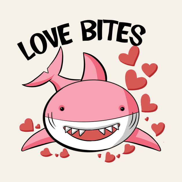 Love Bites Cute Shark Kids Valentines Day by Nessanya